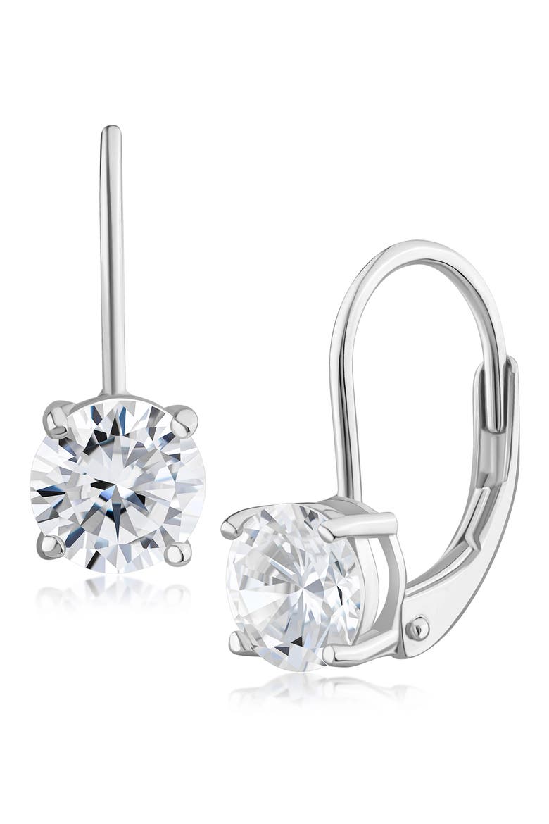 Round Cubic Zirconia Drop Earrings (Nordstrom Exclusive), Main, color, CLEAR/ SILVER