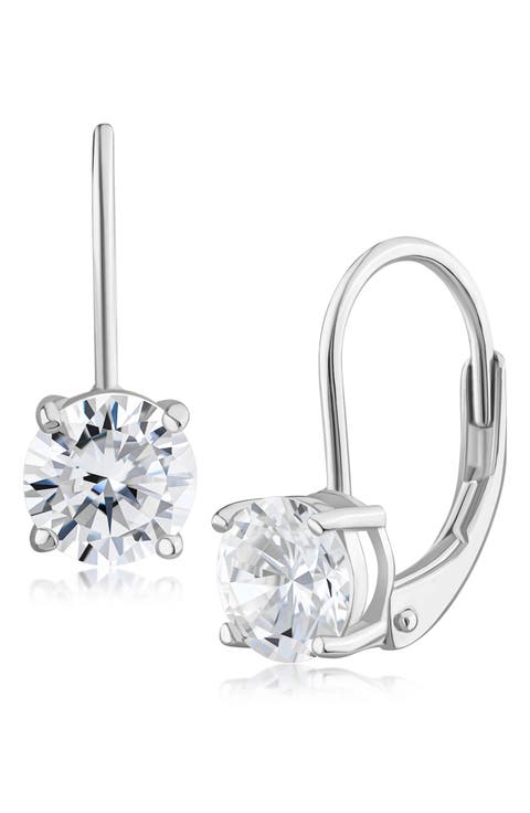 Round Cubic Zirconia Drop Earrings