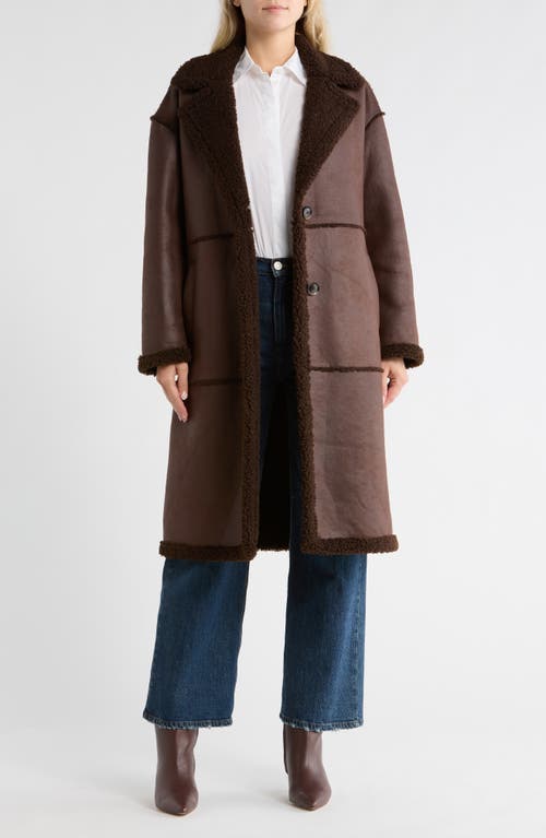 Bcbgeneration Faux Shearling Lined Faux Suede Coat In Brown