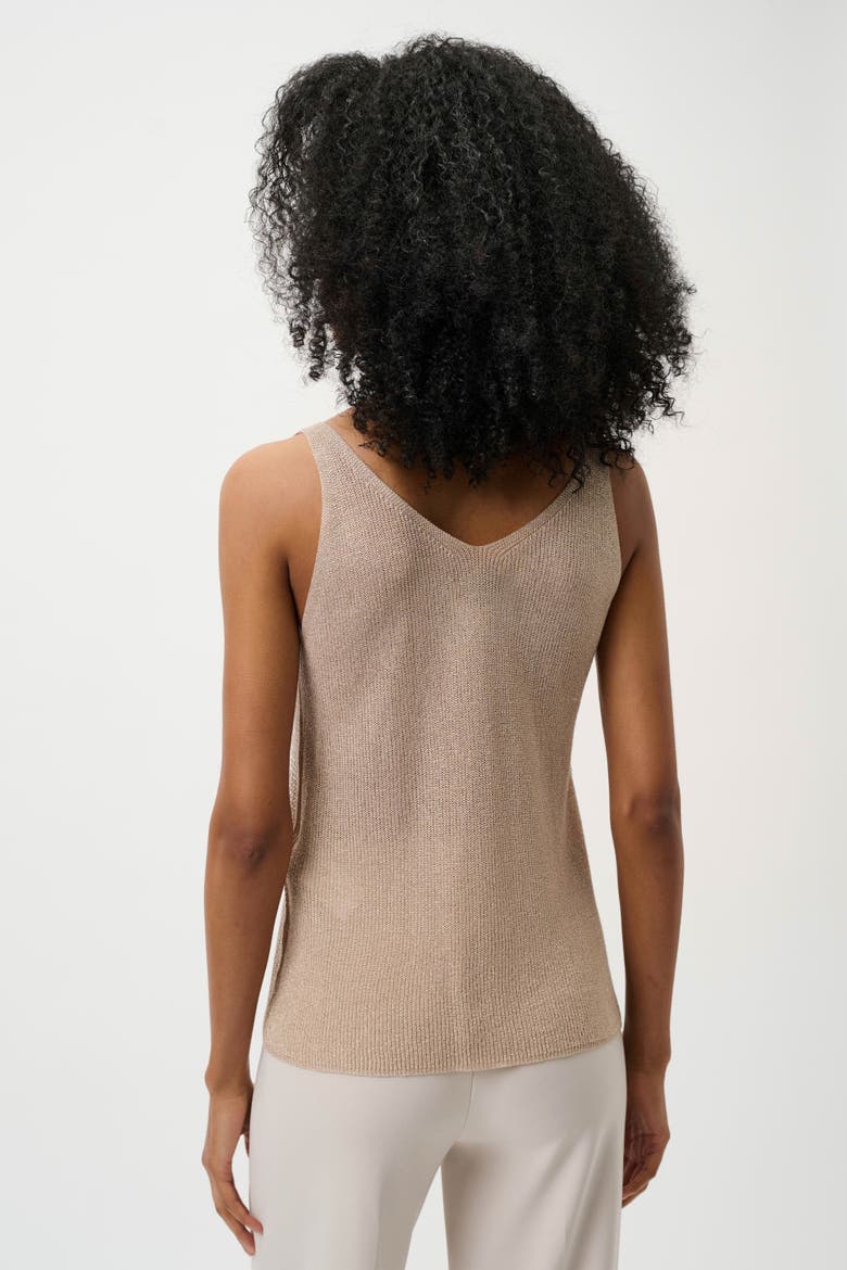 Metallic Knitted Camisole with Rhinestones, Alternate, color, Champagne