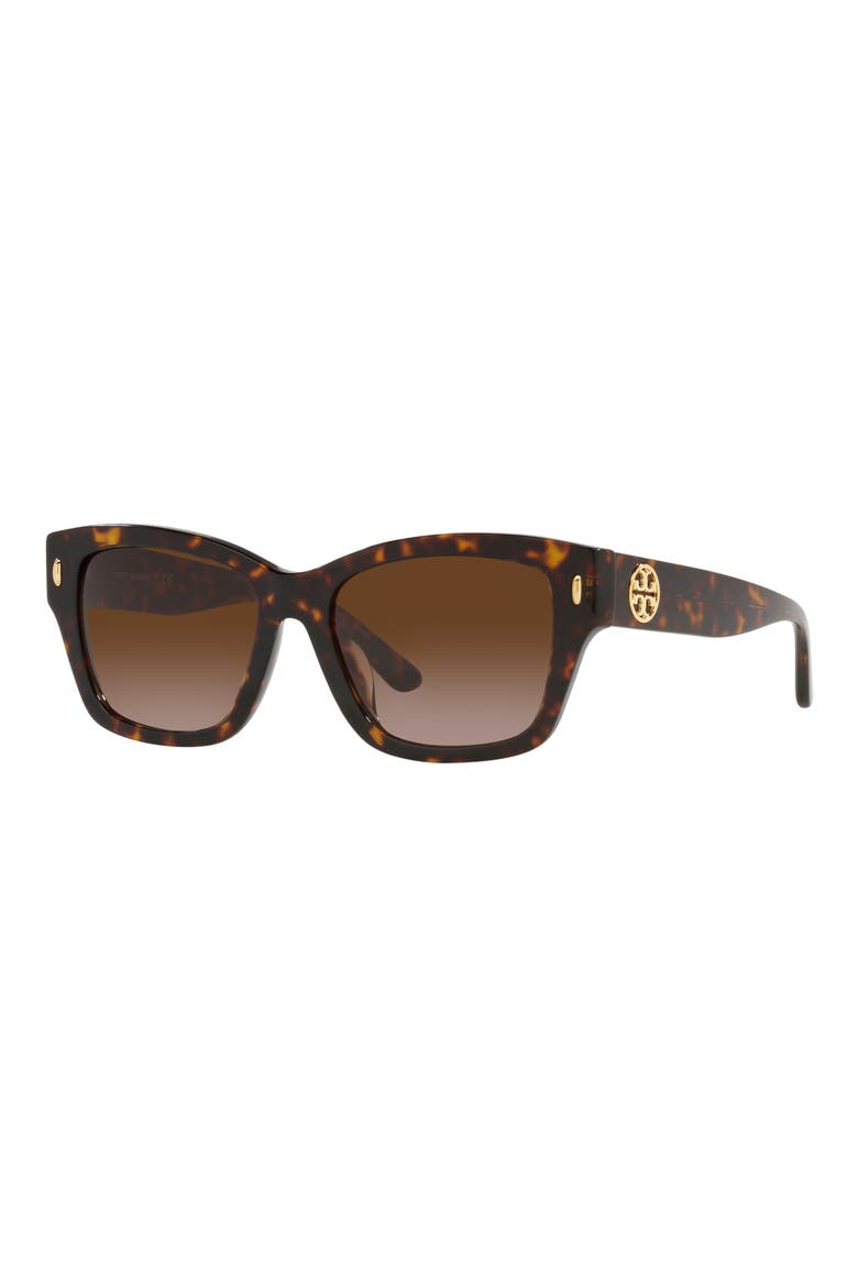 53mm Gradient Rectangular Sunglasses, Alternate, color, DARK TORT
