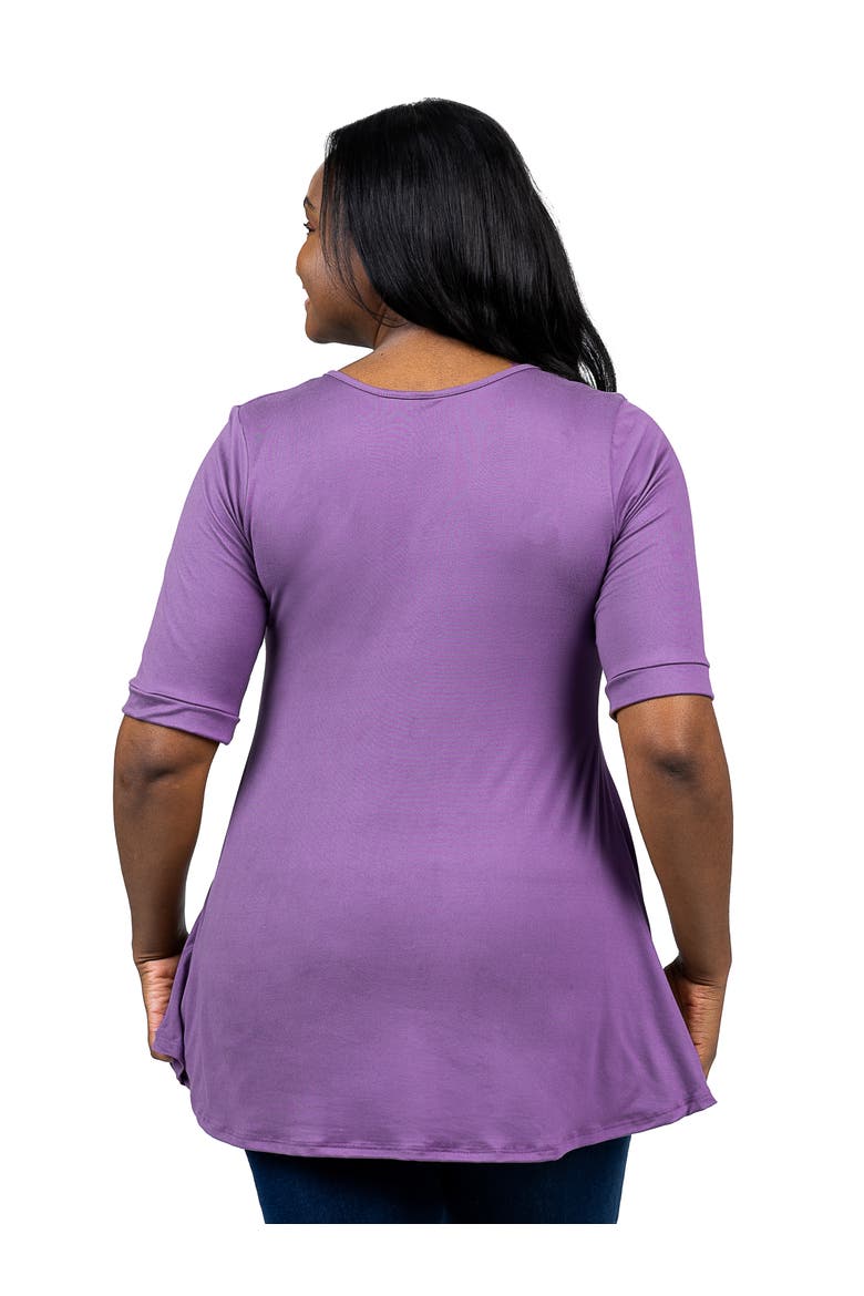 Plus Size Elbow Sleeve Henley  Tunic Top, Alternate, color, Lilac