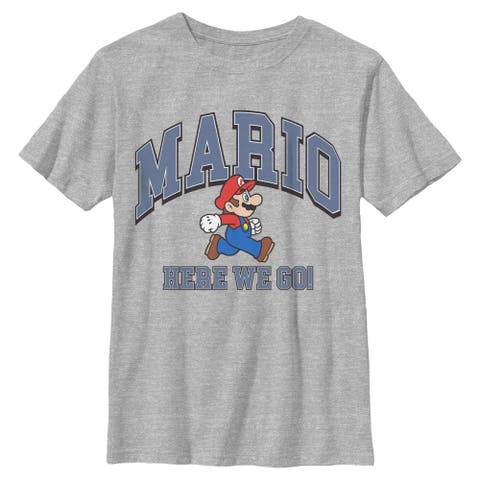 Boy's Nintendo Here We Go Varsity  Graphic T-Shirt