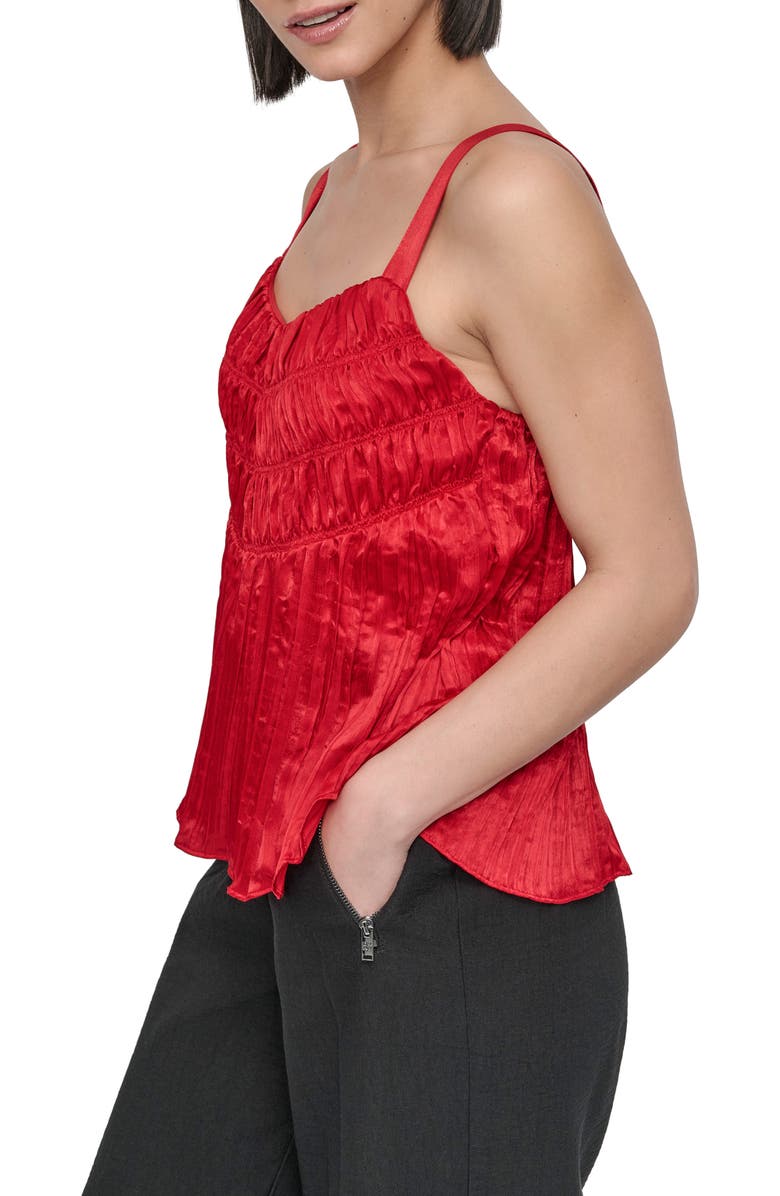 DKNY Crushed Pleats Sleeveless Top, Alternate, color, Summer Cherry