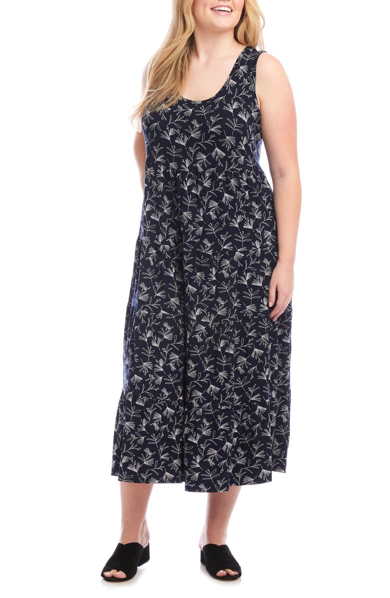 Karen Kane Floral Print Tiered Jersey Midi Dress, Alternate, color, 