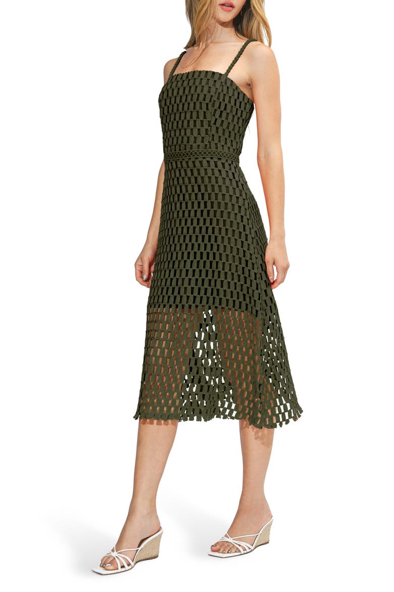 Karson Lace Midi Dress, Alternate, color, OLIVE