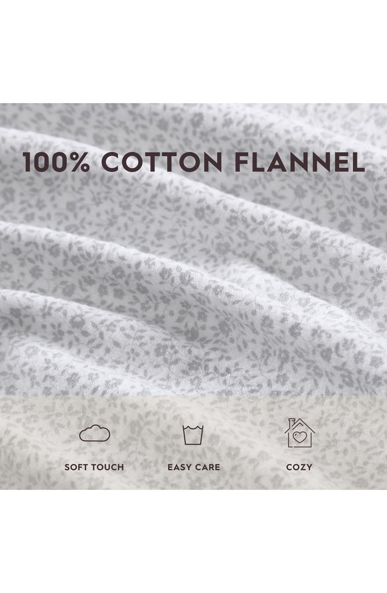 Laura Ashley Chelsea Vine Cotton Flannel Sheet Set, Alternate, color, Light Pastel Grey