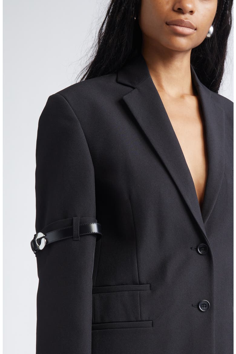 Logo Belted Blazer, Alternate, color, BLACK