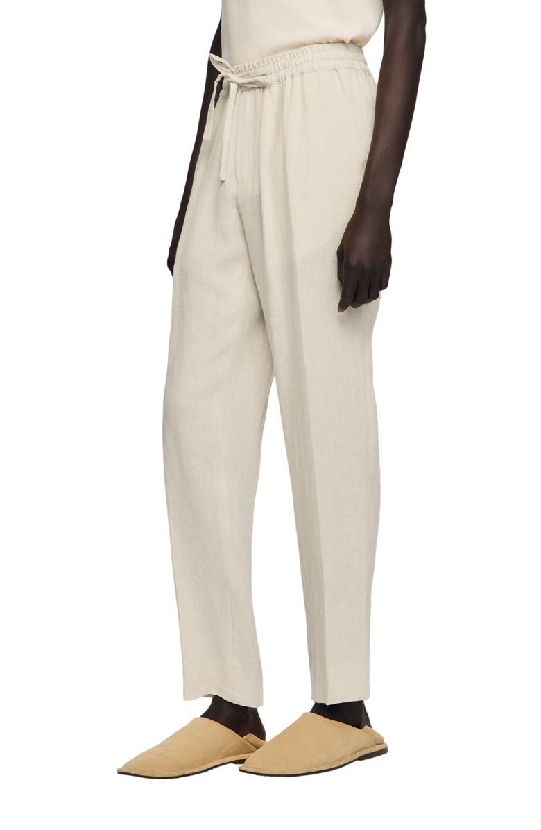 SANDRO Elasticated linen trousers, Alternate, color, Ivory