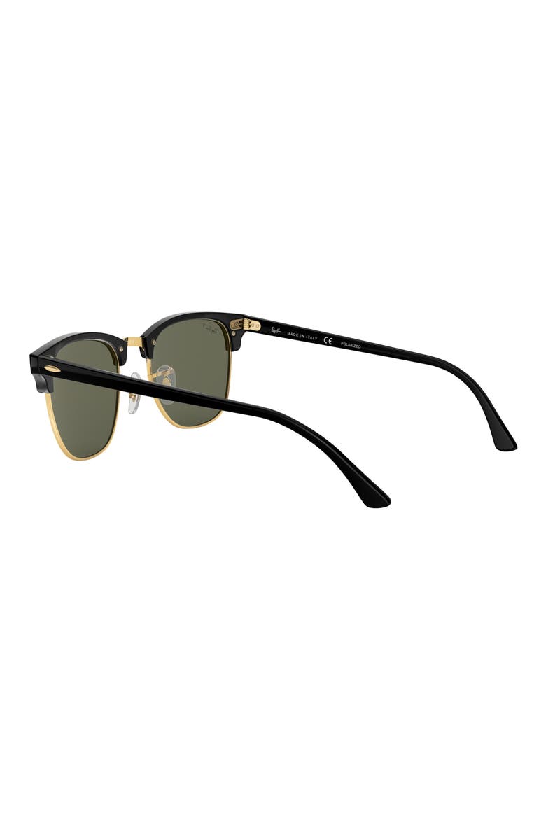 Clubmaster 55mm Polarized Square Sunglasses, Alternate, color, BLACK