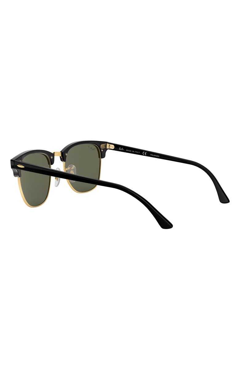 Ray-Ban Clubmaster 55mm Polarized Square Sunglasses, Alternate, color, Black