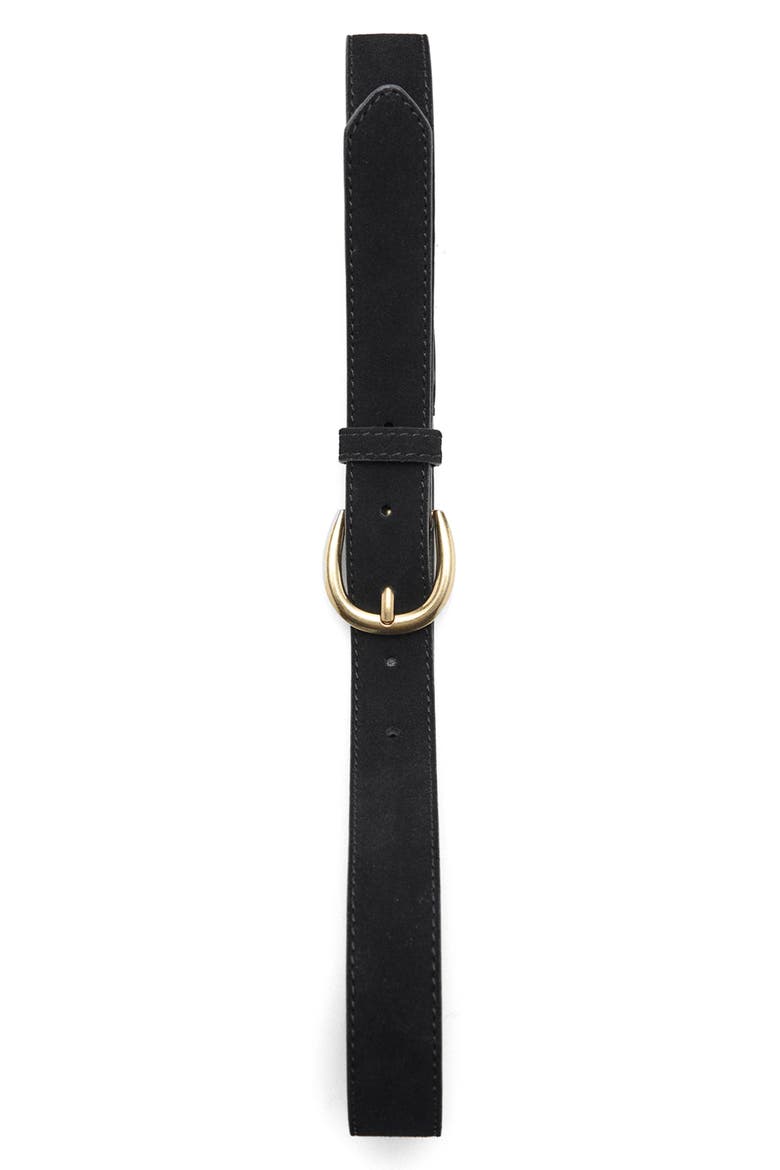 Suede Leather Belt, Main, color, BLACK
