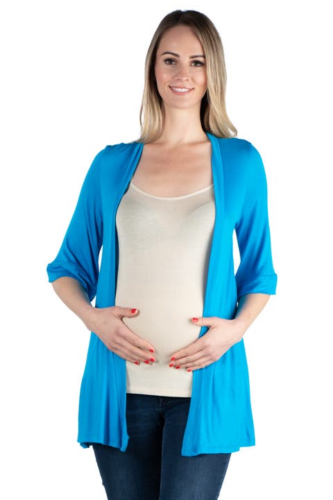 Maternity Open Front Elbow Length Sleeve Cardigan