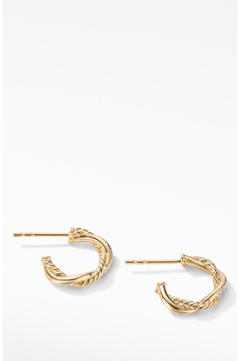 Petite Infinity Huggie Earrings in 18K Gold with Pavé Diamonds, Alternate, color, DIAMOND/ YELLOW GOLD