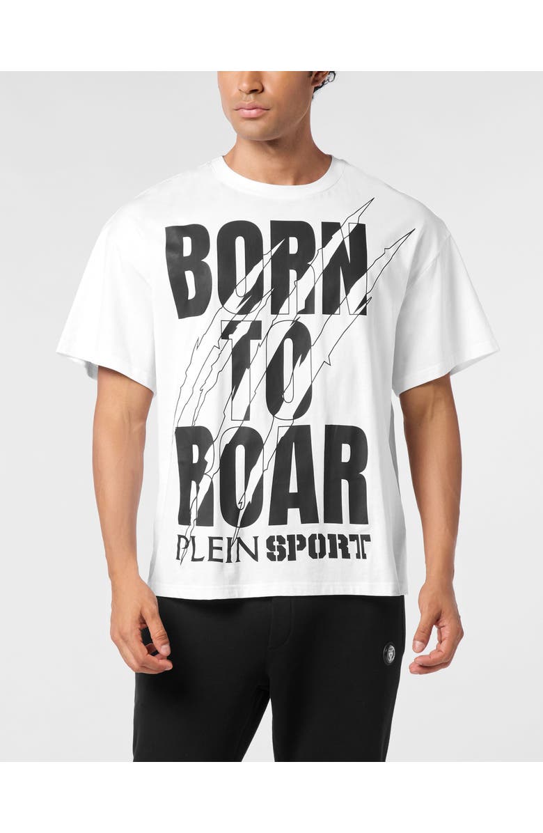PLEIN SPORT Round Neck T-Shirt Scratch Scratch, Main, color, White