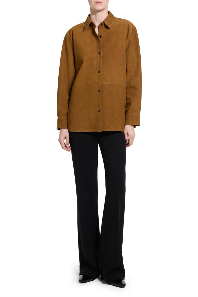 Classic Menswear Suede Shirt, Alternate, color, ACACIA BROWN - 2T2
