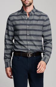 Billy Reid Jacquard Barre Striped Button Down Shirt