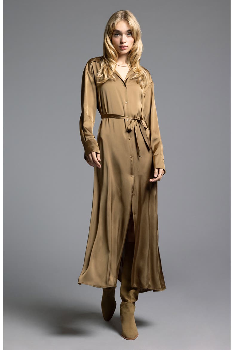 Yves Long Sleeve Shirtdress, Alternate, color, BRONZE
