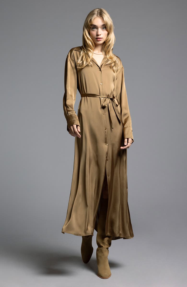 WEEKEND LOS ANGELES Yves Long Sleeve Shirtdress, Alternate, color, Bronze