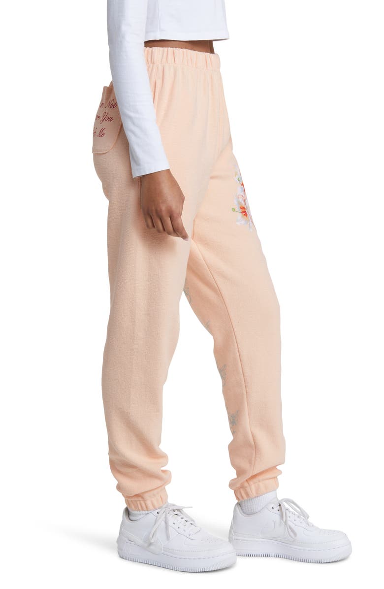 BOYS LIE I Am Not Where You Left Me Cotton French Terry Joggers, Alternate, color, Peach