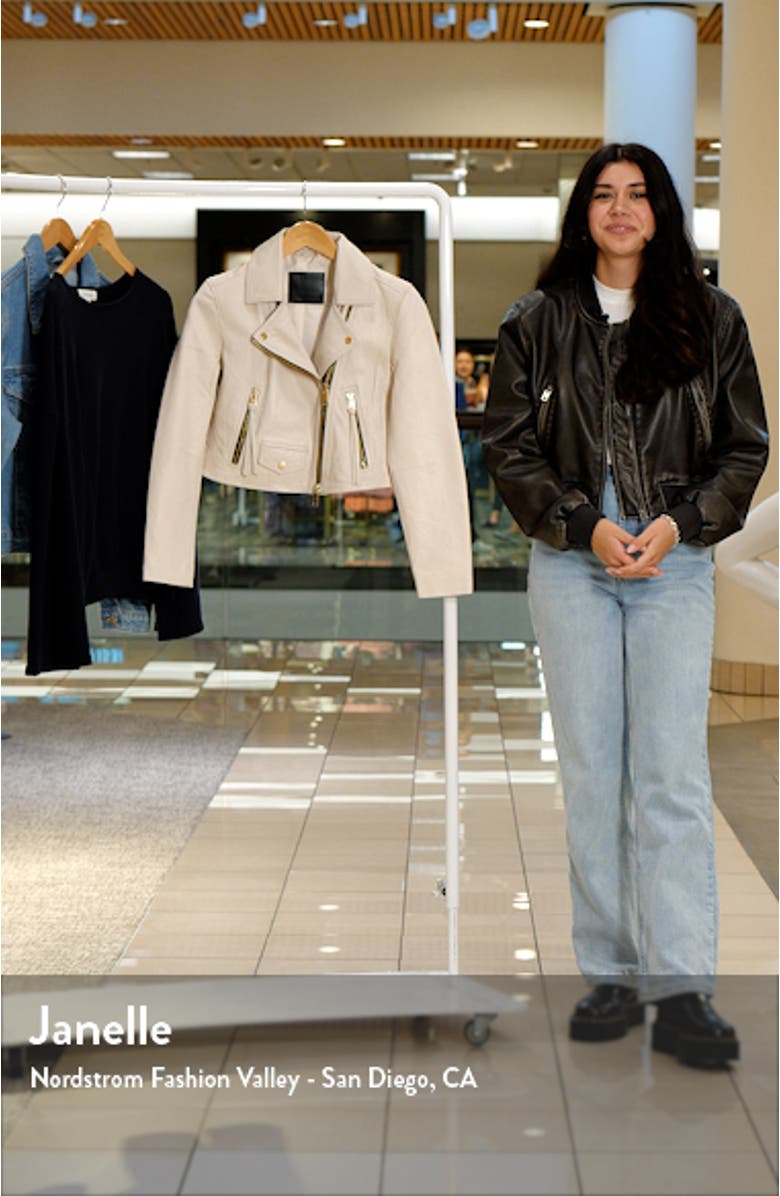 Elora Crop Leather Biker Jacket, sales video thumbnail