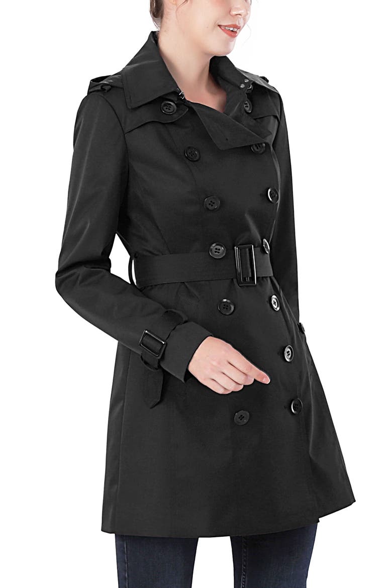 Women's Rosie Hooded Trench Coat, Alternate, color, Black