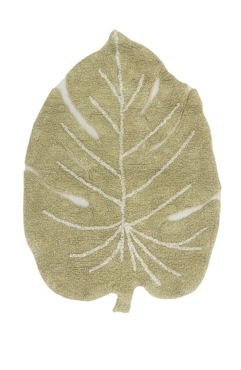 Mini Monstera Leaf Washable Cotton Blend Rug