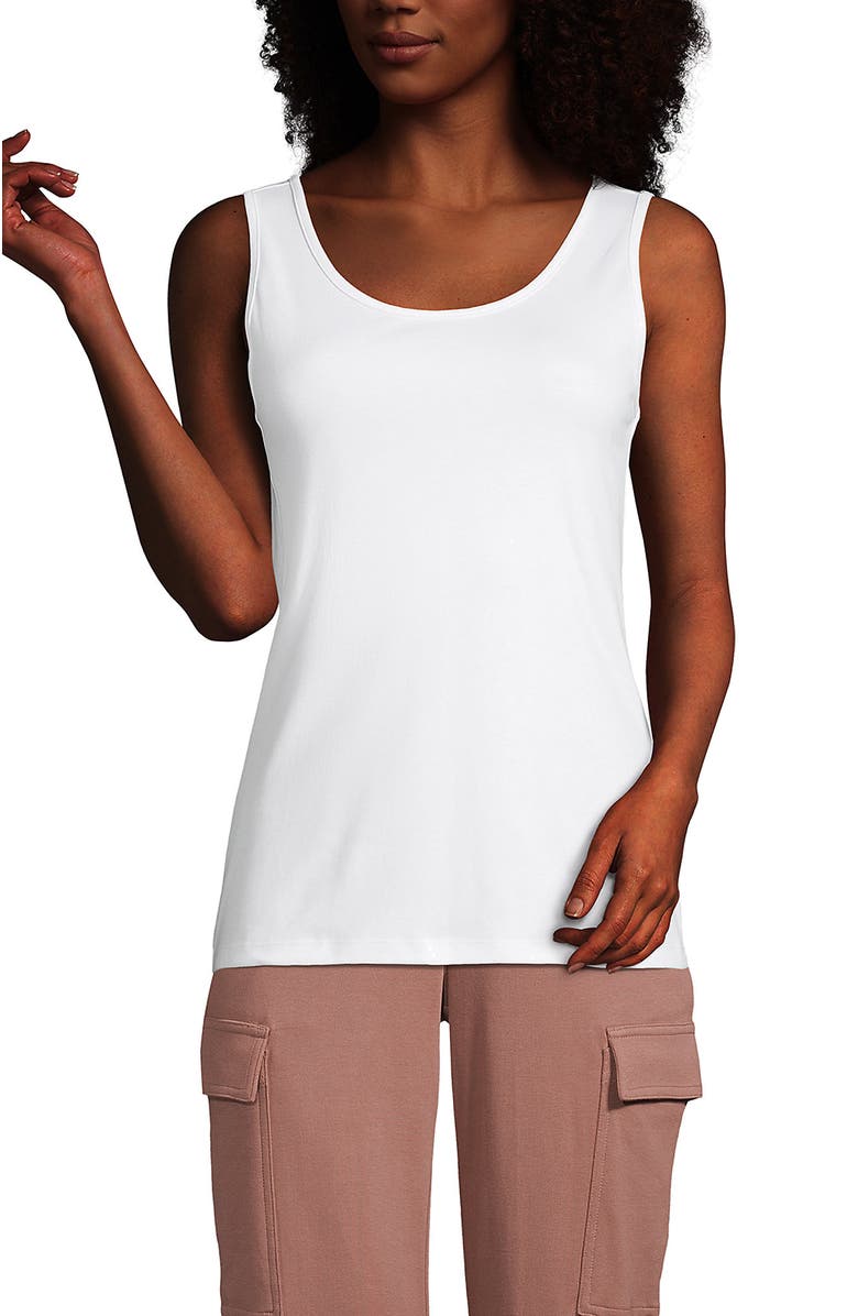 Lands' End Cotton Tank Top, Main, color, White