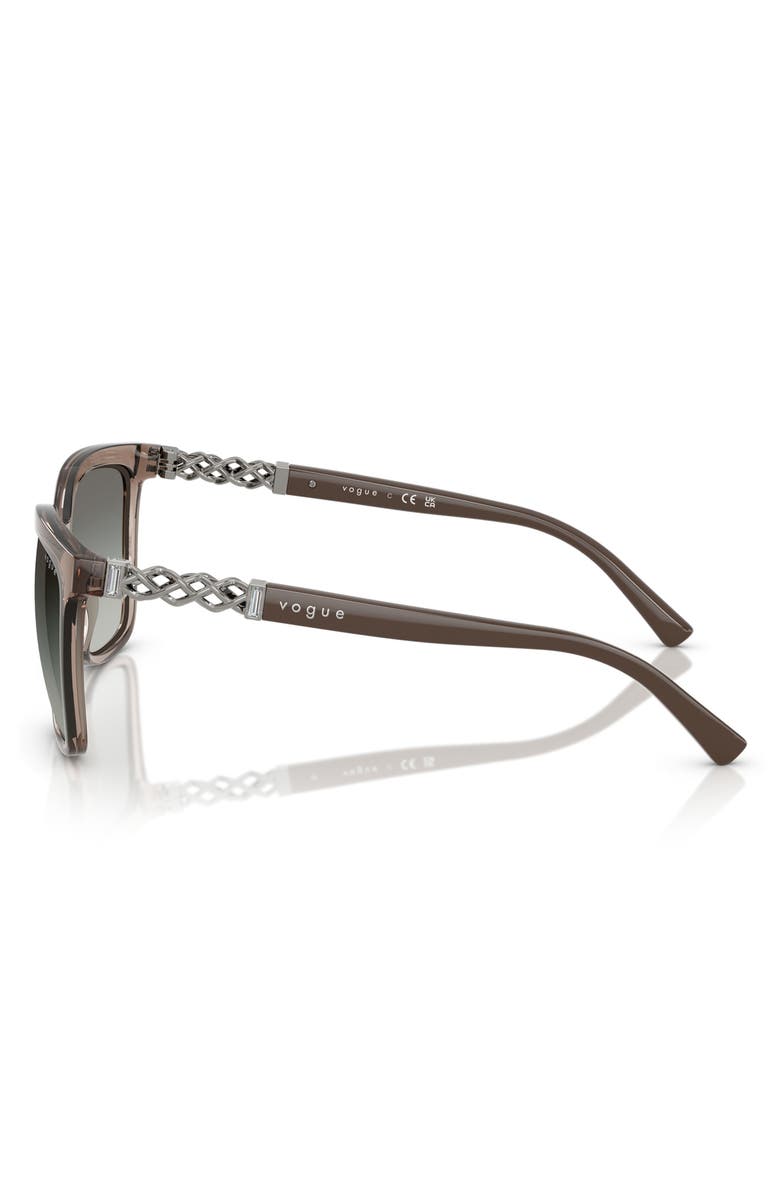 VOGUE 55mm Polarized Gradient Square Sunglasses, Alternate, color, Transparent Brown