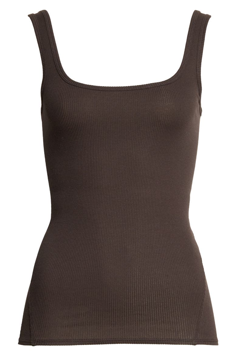 The Essential Scoop Neck Ribbed Tank, Alternate, color, BLACK