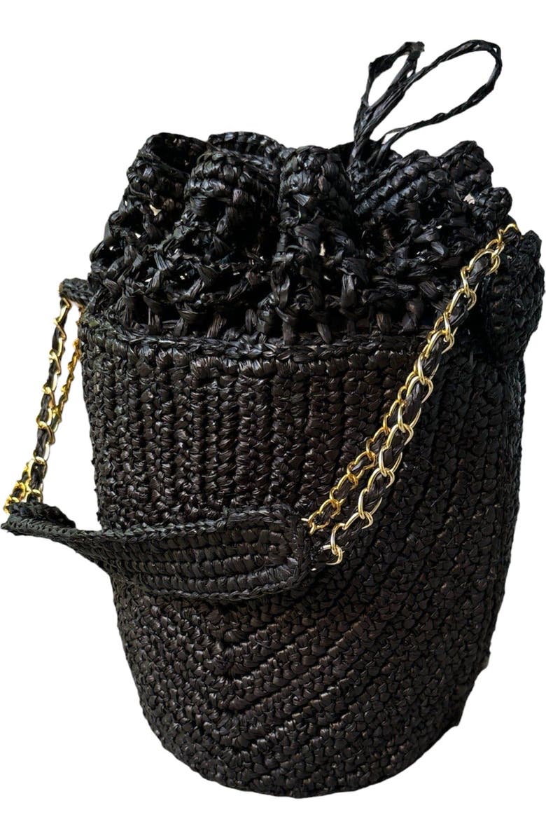 Zanatany Concepts Buckety Raffia Bag, Main, color, Black