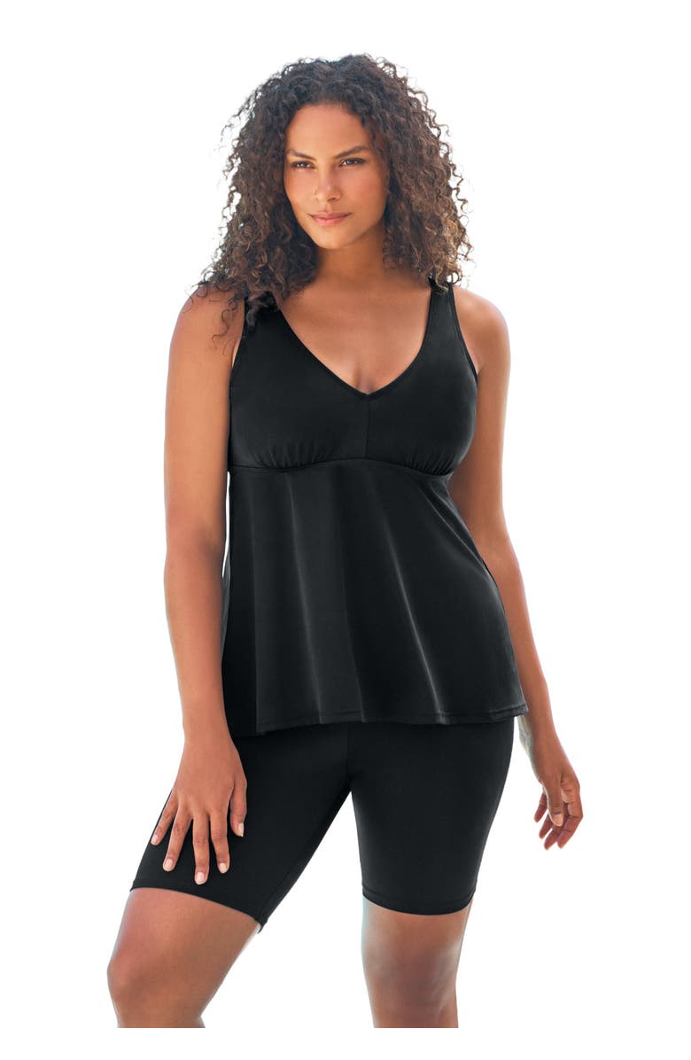 Swim 365 Flowy Tankini Top, Main, color, Black