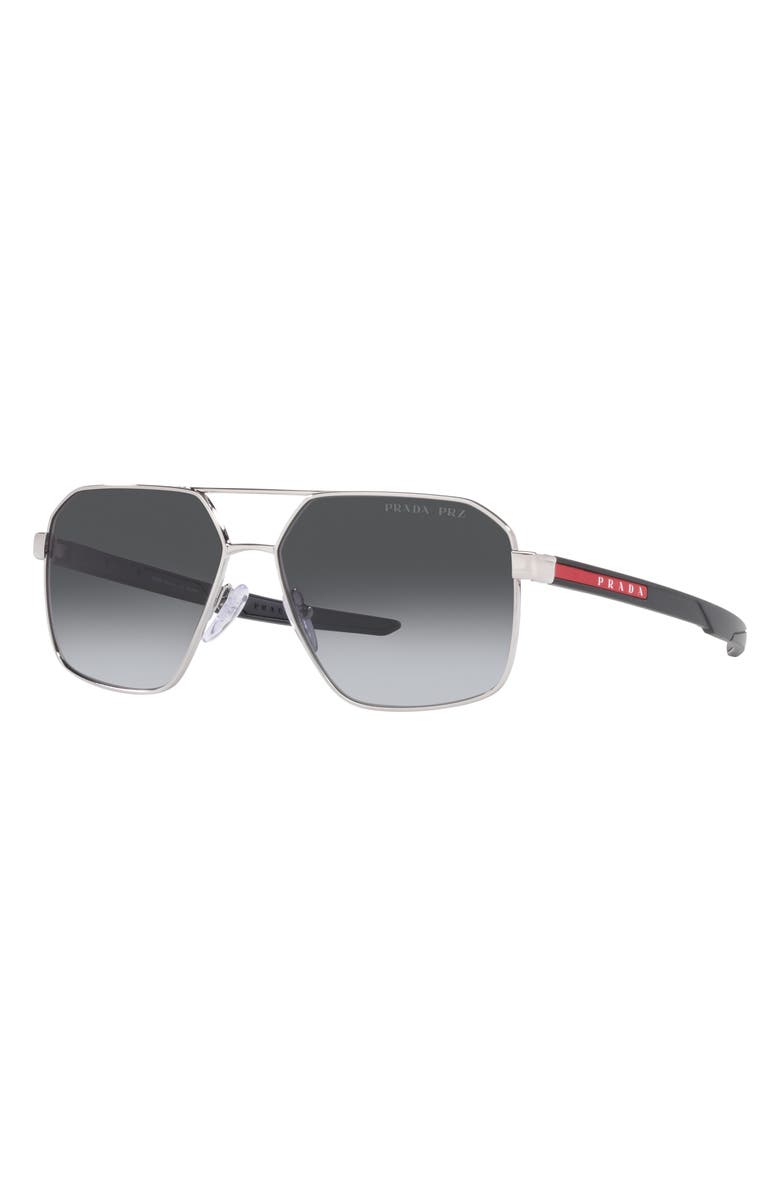 Prada Linea Rossa 60mm Polarized Gradient Irregular Sunglasses, Alternate, color, 