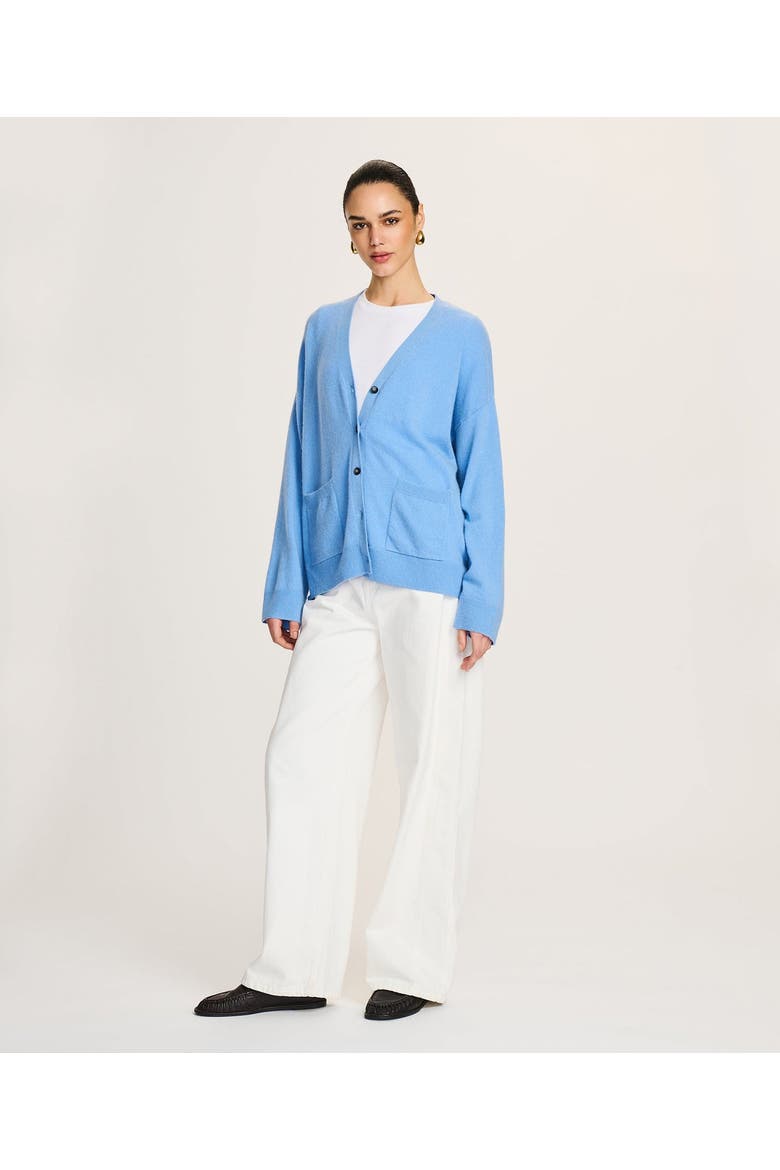 Signature Cashmere Boxy Cardigan, Alternate, color, Sky