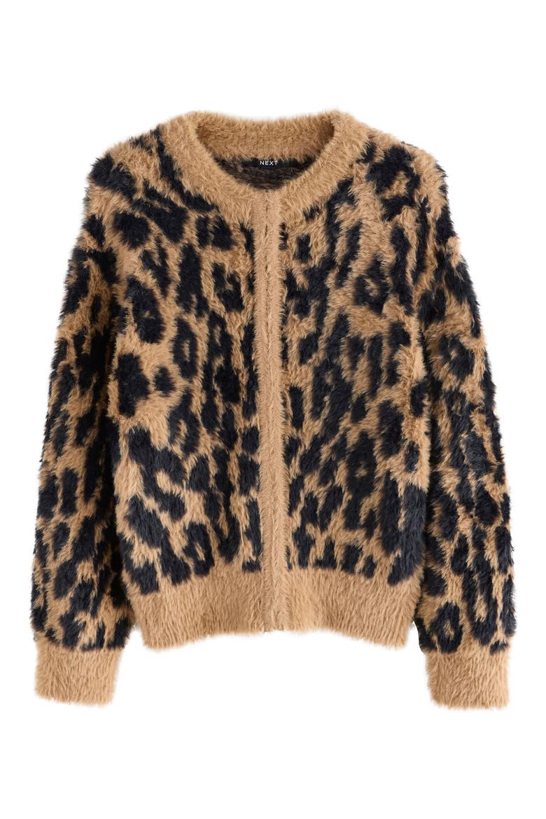 Fluffy Animal Print Cardigan, Main, color, ANIMAL
