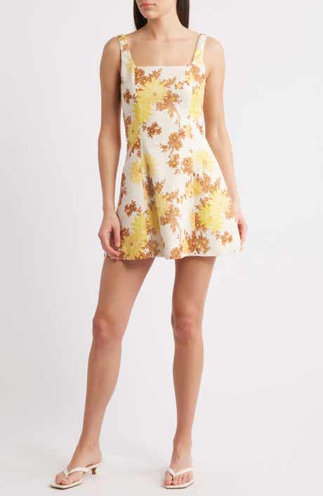 Faithfull the Brand Felice Floral Fit & Flare Linen Minidress