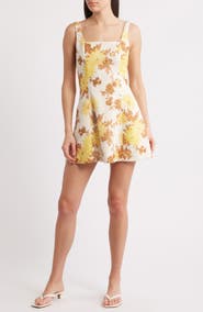 Faithfull the Brand Felice Floral Fit & Flare Linen Minidress