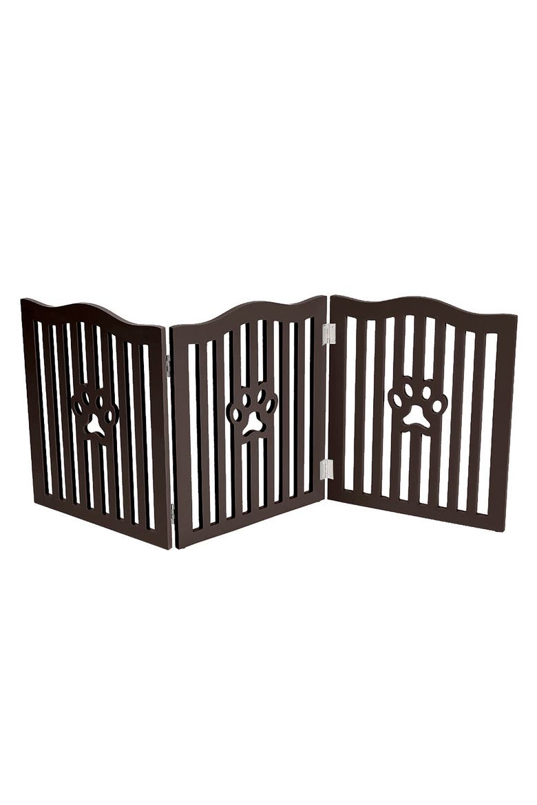 Wooden Free Standing Pet Gate for Small Dogs and Cats, Main, color, Brown