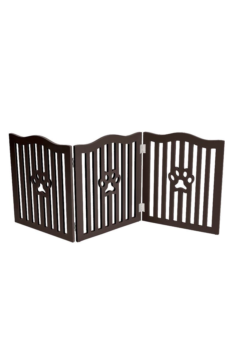 Trimate Wooden Free Standing Pet Gate for Small Dogs and Cats, Main, color, Brown