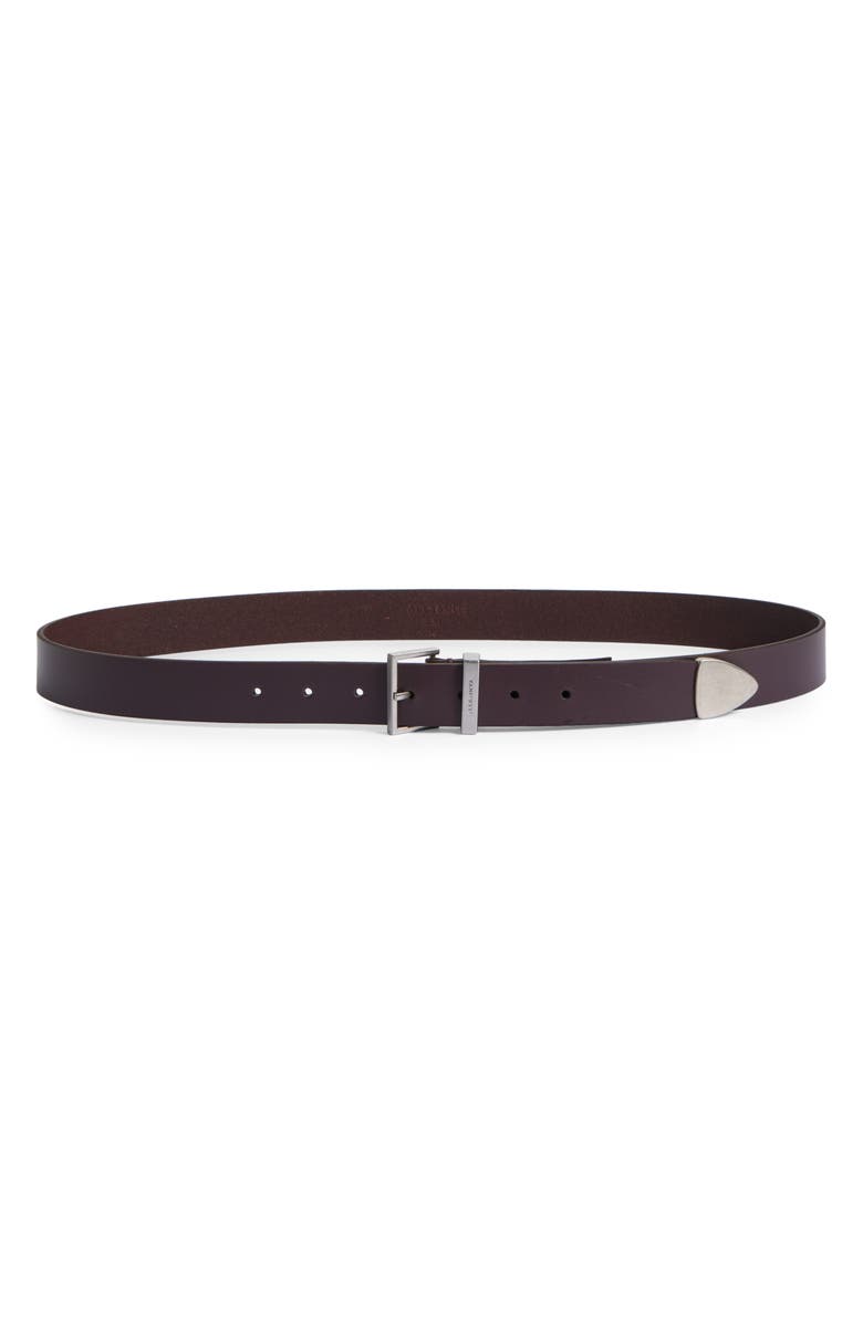 AllSaints Leather Belt, Main, color, Oxblood Red