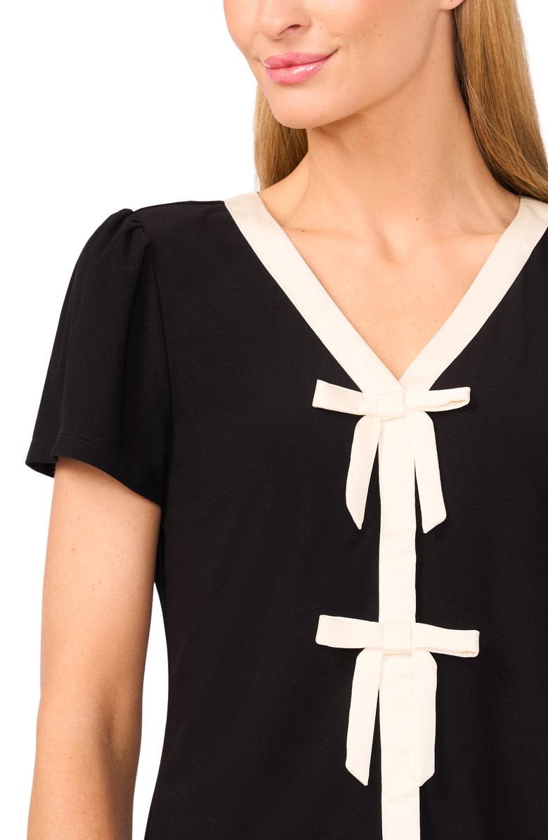 CeCe Bow Front Knit Top, Alternate, color, Rich Black