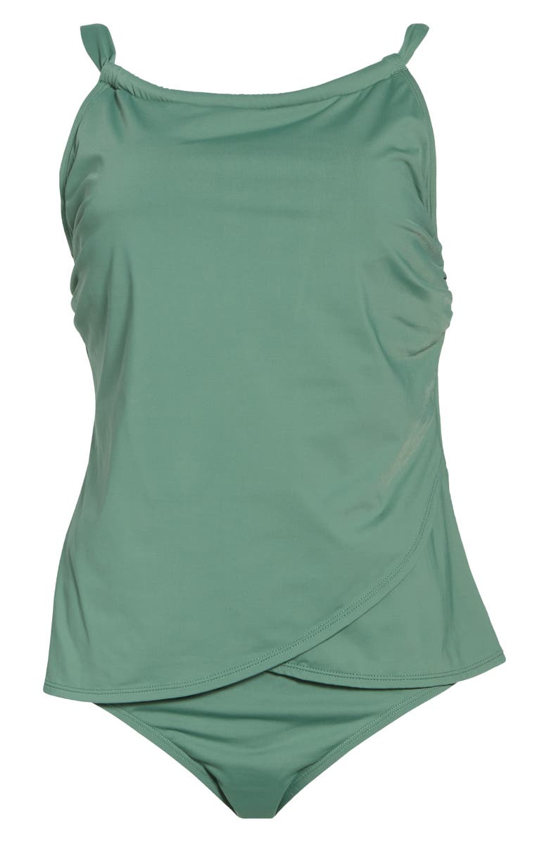 JANTZEN Audry Tankini Bikini Top & Comfort Core Bikini Bottoms, Alternate, color, Goddess Green