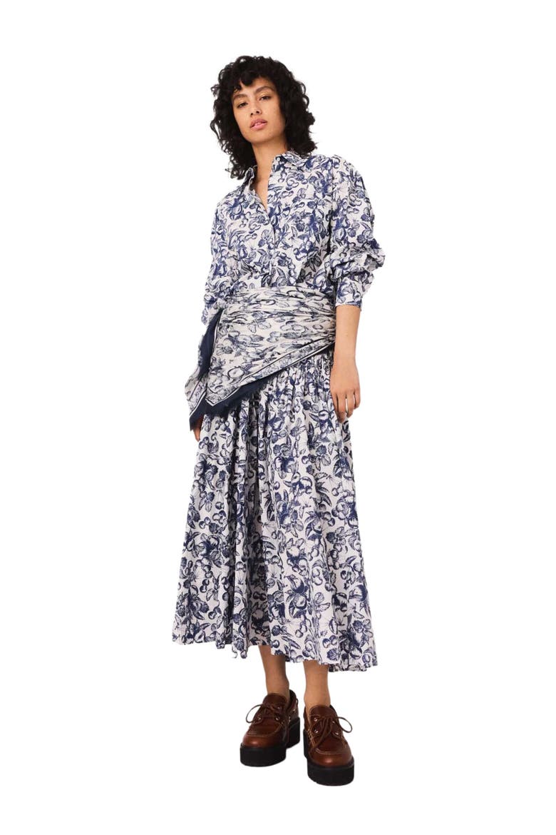 Fruit printed blouse, Main, color, Blue fruits print