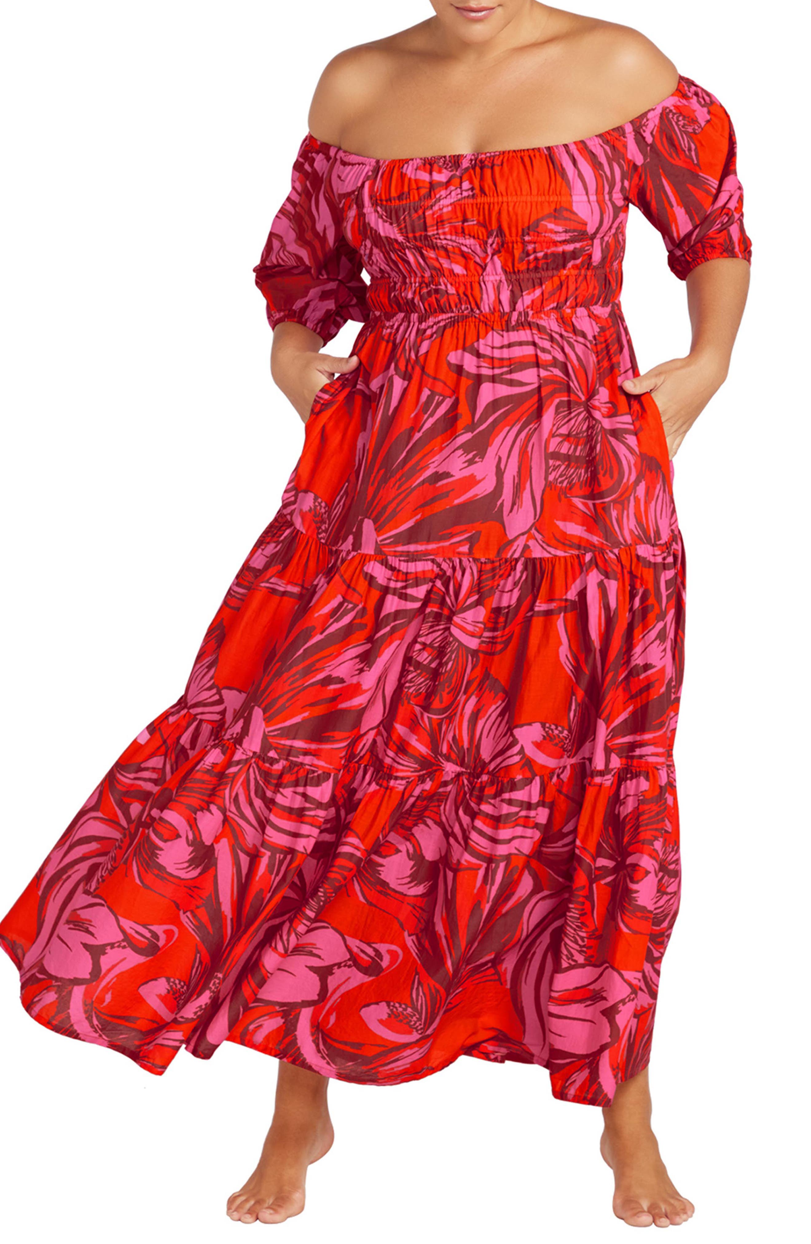 Artesands Les Fauves Handel Cotton Cover-Up Dress in Red 