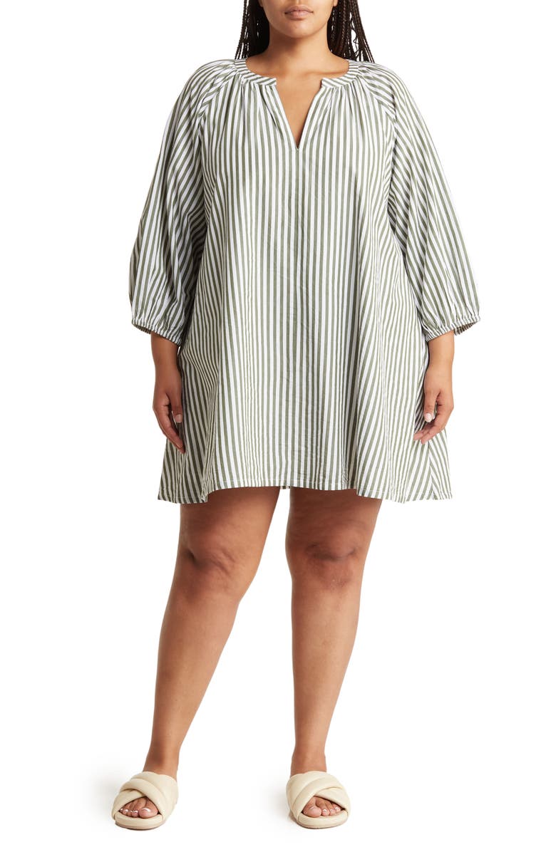 Melrose and Market Long Sleeve Poplin Minidress, Main, color, 