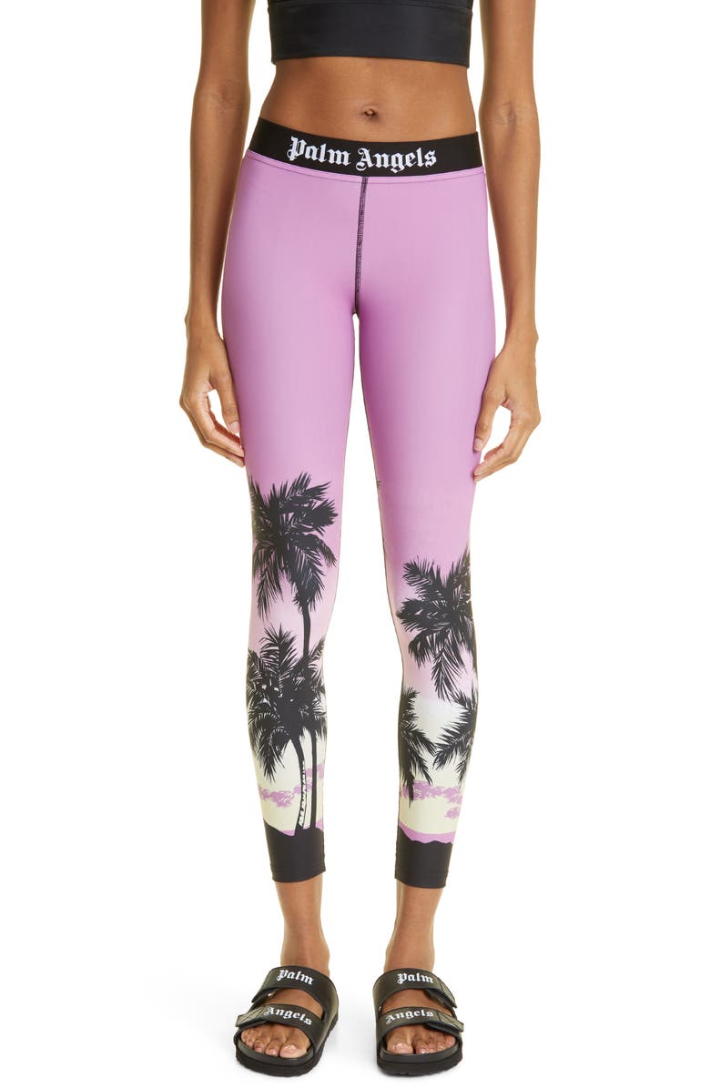 Palm Angels Sunset Logo Leggings, Main, color, 