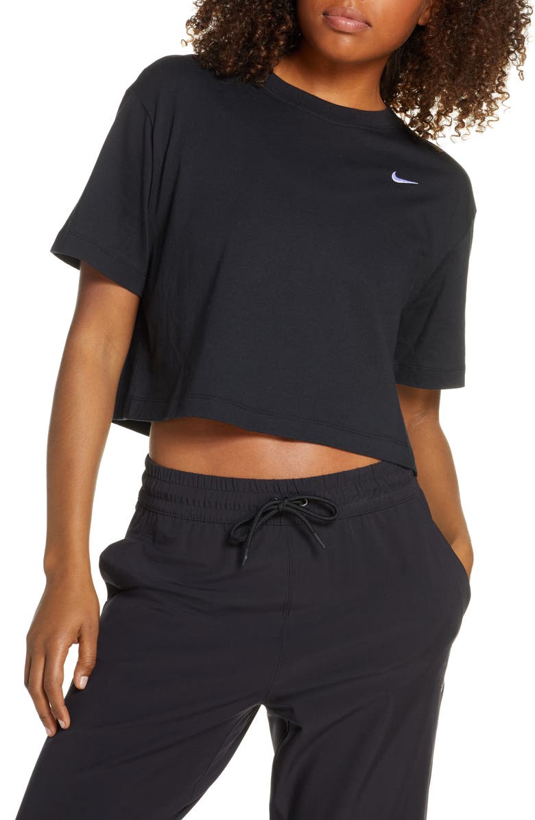 Nike Sportswear Essential Crop Organic Cotton Tee, Main, color,