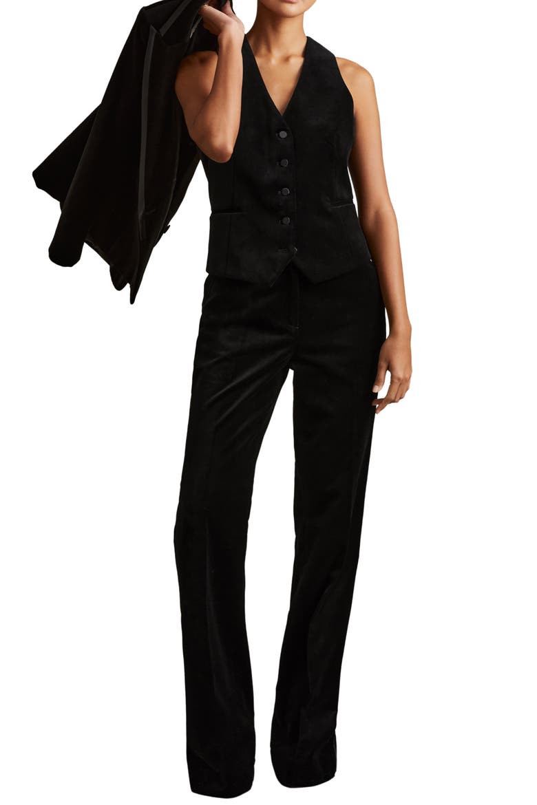Parisa Cotton Velveteen Pants, Alternate, color, BLACK