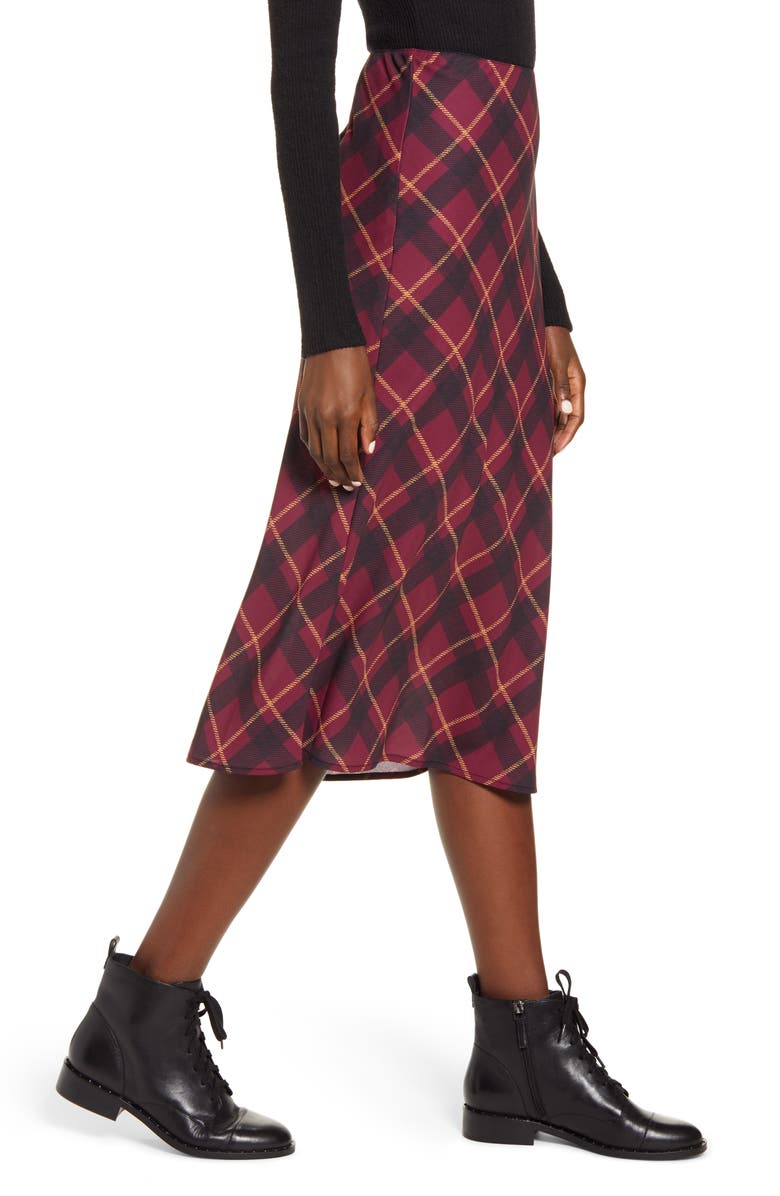Band of Gypsies Plaid Midi Slip Skirt, Alternate, color, 