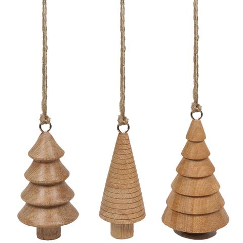 5" Wooden Tree Christmas Ornaments